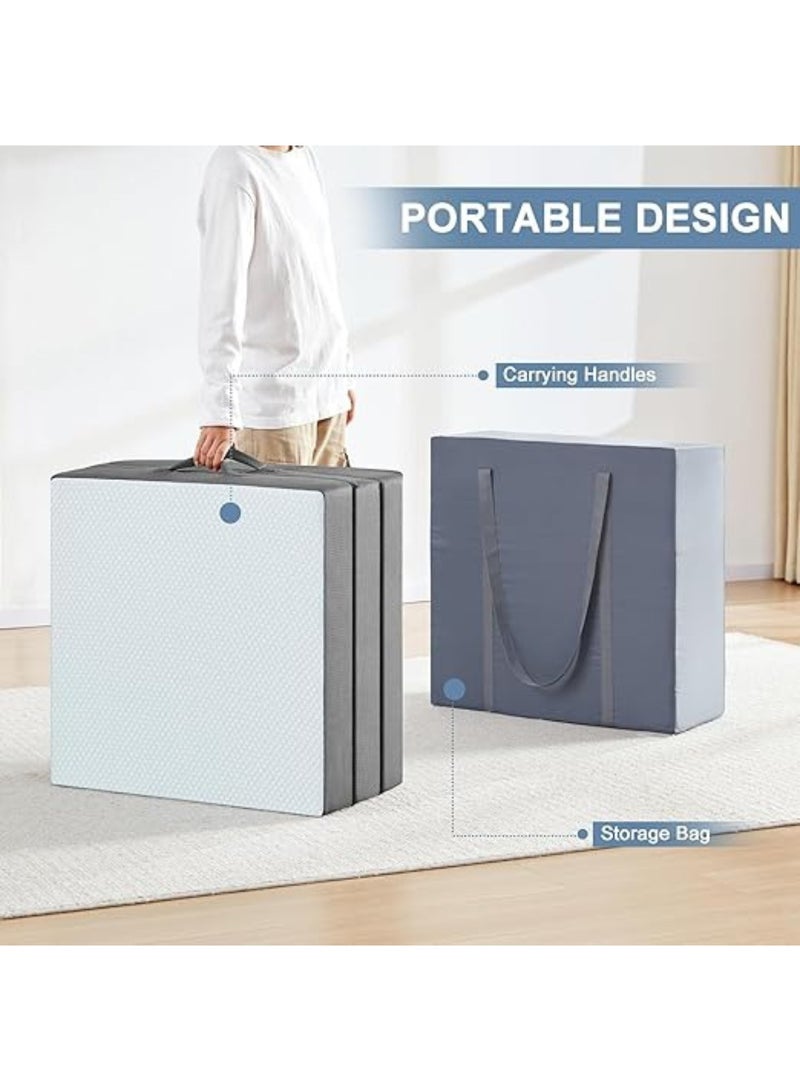 The Home Mart The Tri-Folding Foam Mattress, Play Mat, Foldable Bed, Guest Beds, Portable Floor Guest Bed with Removable Cover (10cm, Single: L180 x W90) - Image 4
