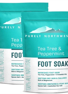 Purely Northwest Tea Tree,Peppermint,MSM & Epsom Salt Foot Soak-for Athletes Foot Burning & Itching-Stubborn Foot Odor-Softens Callouses-Soothing for Foot Discomfort-All Natural Made in The USA-Purely Northwest-2 LB  - Image 1