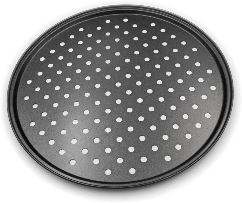 Handook Pizza Pan for Oven, Nonstick Pizza Pans, Carbon Steel Pizza Pan with Holes, Pizza Baking Pan for Oven Baking Supplies, for Home Baking Kitchen Oven Restaurant (12 Inch) - Image 1
