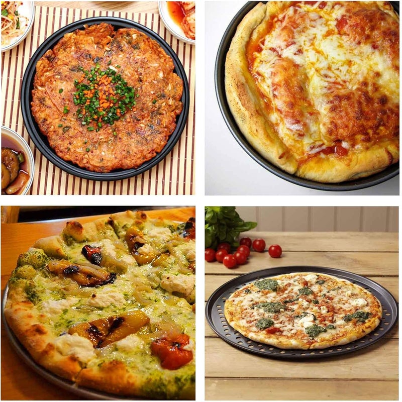 Handook Pizza Pan for Oven, Nonstick Pizza Pans, Carbon Steel Pizza Pan with Holes, Pizza Baking Pan for Oven Baking Supplies, for Home Baking Kitchen Oven Restaurant (12 Inch) - Image 2