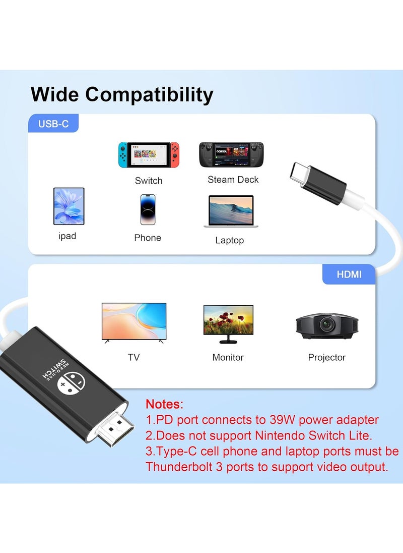 Generic - USB C to HDMI Adapter Cable Compatible with Nintendo Switch, Type-C to HDMI Conversion Cable Replaces The Switch Docking Station for TV Projection Screen, Nintendo Switch OLED Dock - Image 1