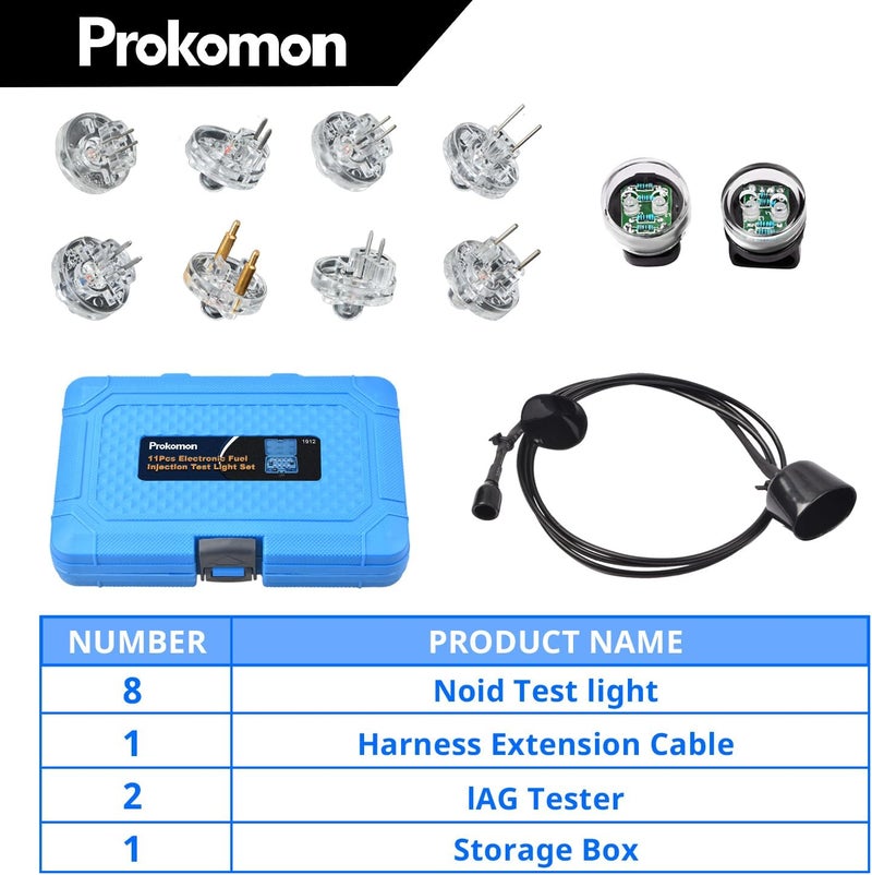 Prokomon 11-Piece Noid Light Test Kit; Fuel Injector Tester with 8 Noids for Most Cars - Image 3