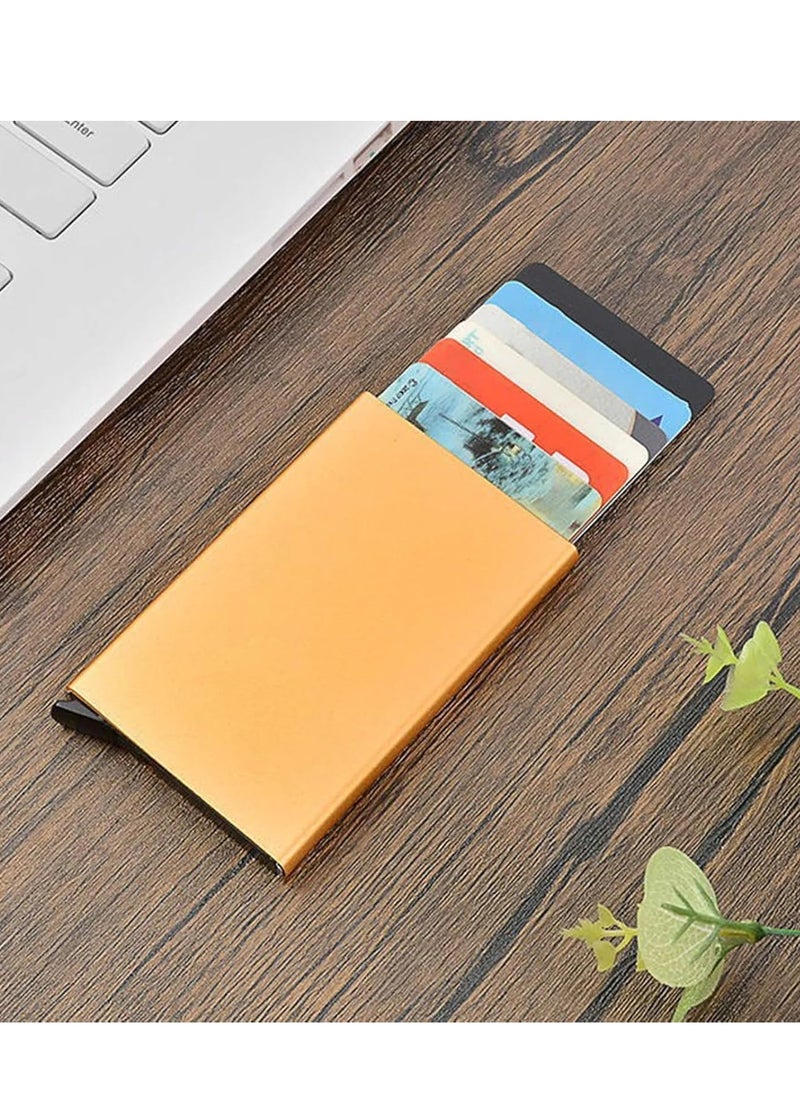 RFID Smart Card Storage Wallet, Slim Aluminum Card Holder with Elastic Back Pocket for Travel Card Holder (Red)