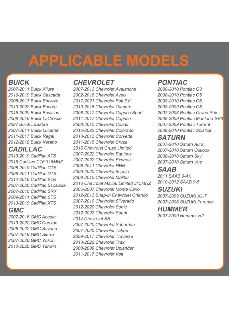 TPMS Sensors for GM Cars, Compatible with Buick, Cadillac, Chevy and GMC Silverado, Replaces OE 13598771, 13586335, 13581558, 13598772, Tire Pressure Monitoring System - Image 2
