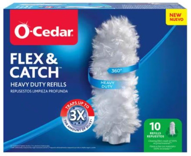 أو سيدر O-Cedar Flex & Catch Huffice Dusting Rising (10 Count) | إعادة التخلص من إعادة الملء مع الألياف التنظيف المصنوعة من المواد المعاد تدويرها 100 ٪ | الفخاخ 3x غبار أكثر من Duster الريش التقليدية - Image 1