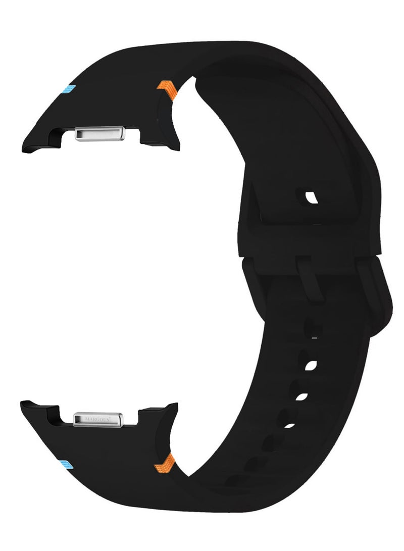 Sport Band for Galaxy Watch 8 40mm 44mm and Watch 8 Classic 46mm, Silicone Replacement Strap, M/L Size - Black - Image 1