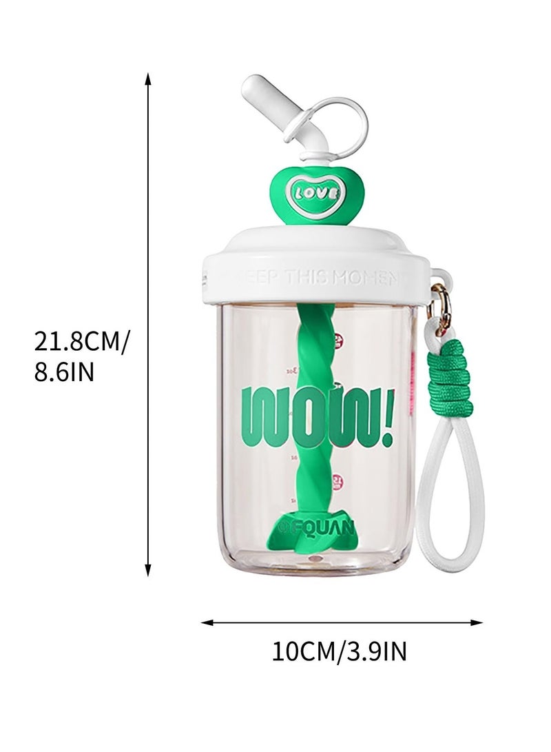 Excefore 19.6oz Plastic Cups with Lids and Straws, Large Capacity Leak-proof BPA-Free Stirring Cup, Iced Coffee Tumbler with Clear Scale, Handheld, Gifts for Women - Image 2