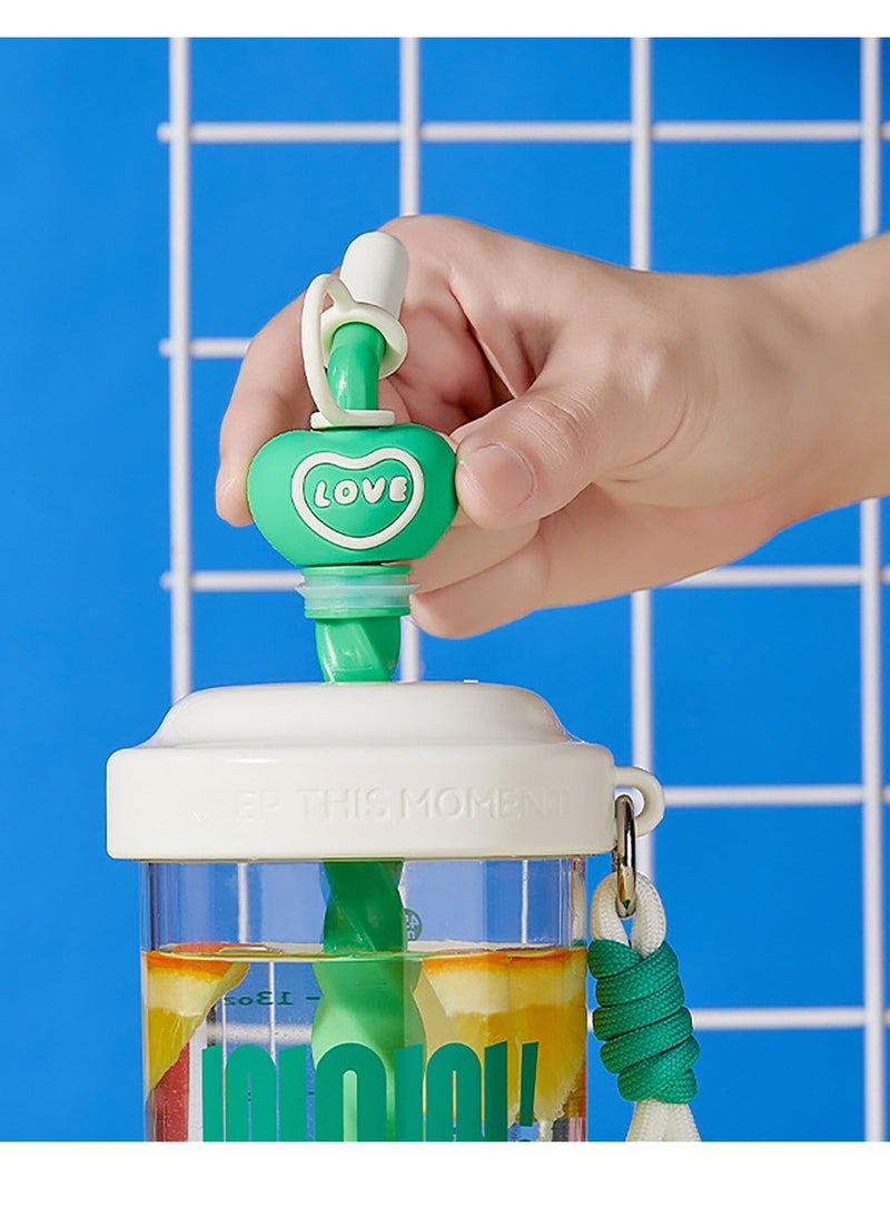 Excefore 19.6oz Plastic Cups with Lids and Straws, Large Capacity Leak-proof BPA-Free Stirring Cup, Iced Coffee Tumbler with Clear Scale, Handheld, Gifts for Women - Image 5