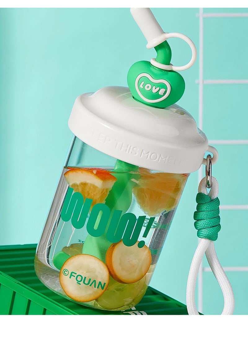 Excefore 19.6oz Plastic Cups with Lids and Straws, Large Capacity Leak-proof BPA-Free Stirring Cup, Iced Coffee Tumbler with Clear Scale, Handheld, Gifts for Women - Image 4