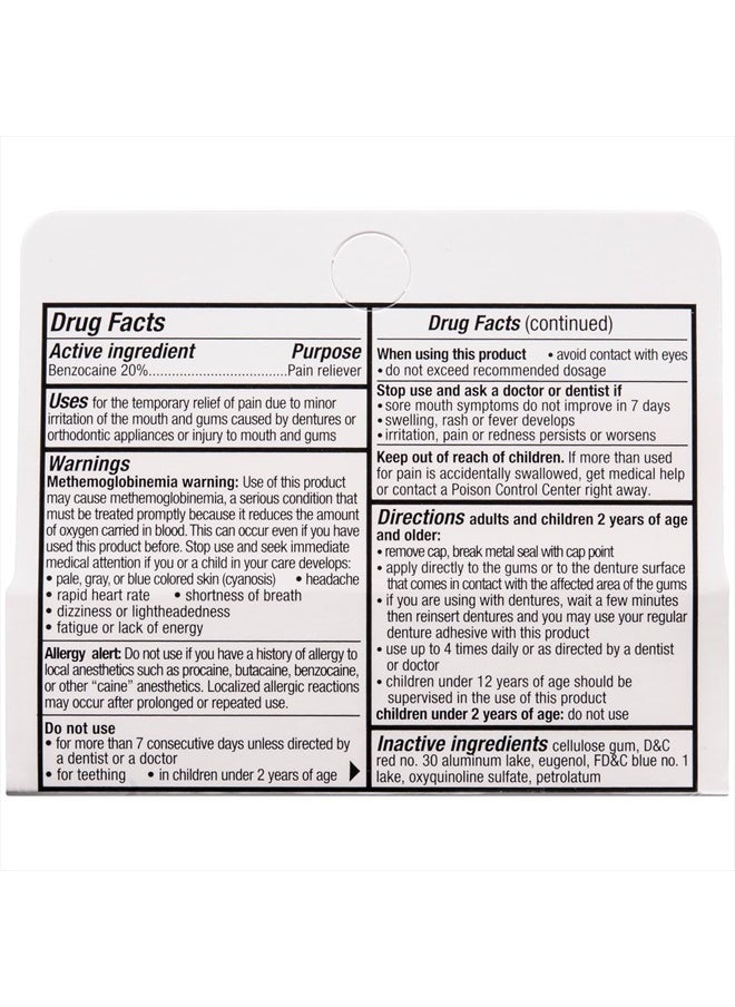 Benzodent - Dental Pain Relieving Cream for Dentures and Braces, Topical Anesthetic, 0.25 Ounce Tube - Image 1