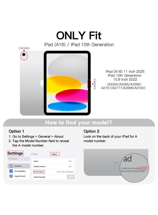 Protective Case for iPad 10th Gen 10.9-inch 2022 / iPad 11th Gen (A16) 10.9-inch 2025 Built-in Pen Holder Flexible Back Cover, Tri-fold Stand, Auto Sleep Wake Bounce Series Clear/Dark Blue - Image 5