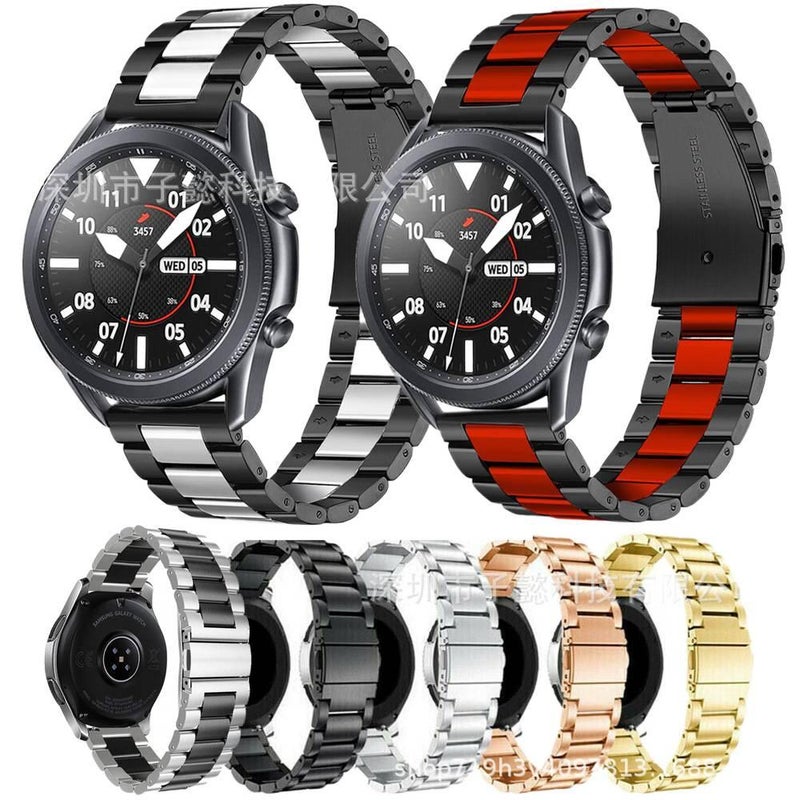 سوار ساعة ذكية باللون ذهبي وردي قابل للتعديل سوار معدني من الستانلس ستيل متوافق مع Samsung Galaxy Watch 40/41/44/45/47mm بملاءمة قابلة للتعديل وحزام بديل - Image 1