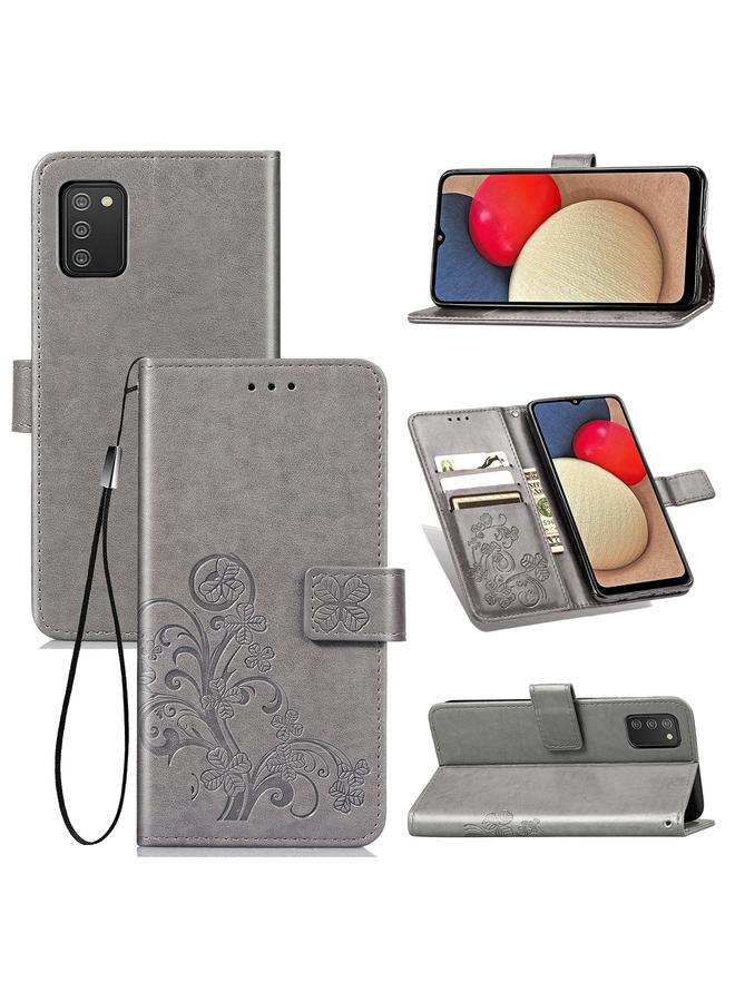 S-TOP Case For Samsung Galaxy A03s 166mm Four-leaf Clasp Embossed Leather Case with Lanyard & Card Slot & Wallet & Holder - Image 1