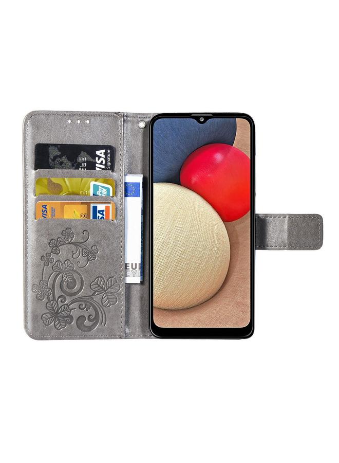 S-TOP Case For Samsung Galaxy A03s 166mm Four-leaf Clasp Embossed Leather Case with Lanyard & Card Slot & Wallet & Holder - Image 4