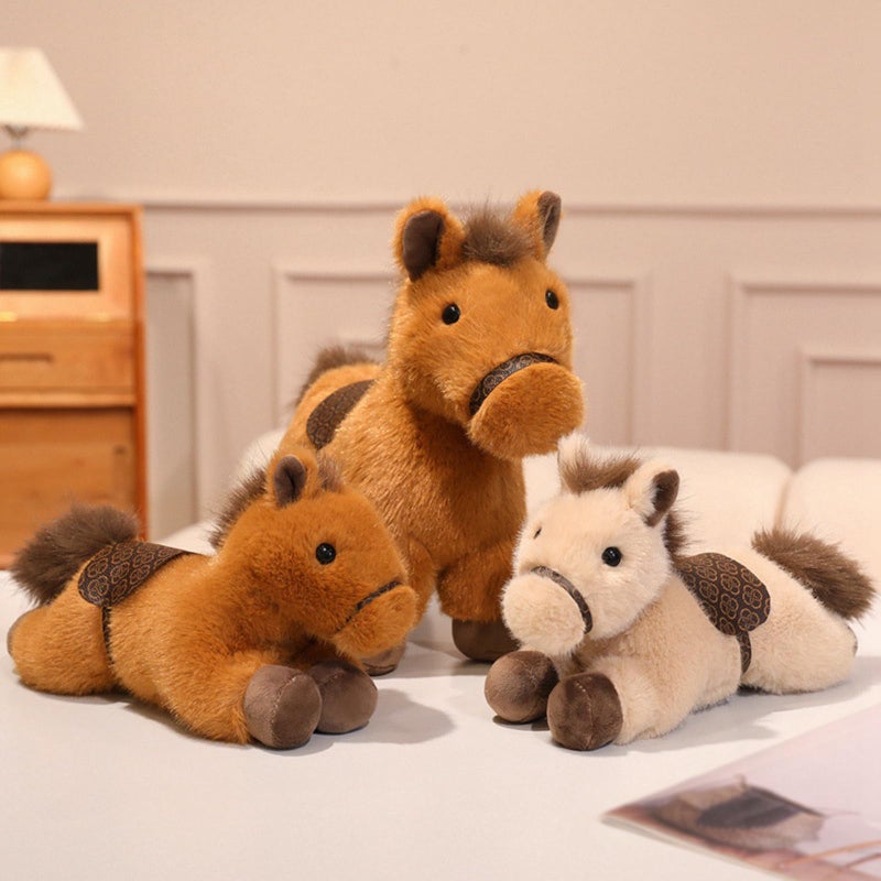 Peach Cat Horse Stuffed Animal 10"" Cute Horse Plush Soft Plushies Toys Gifts For Kids Beige - Image 4