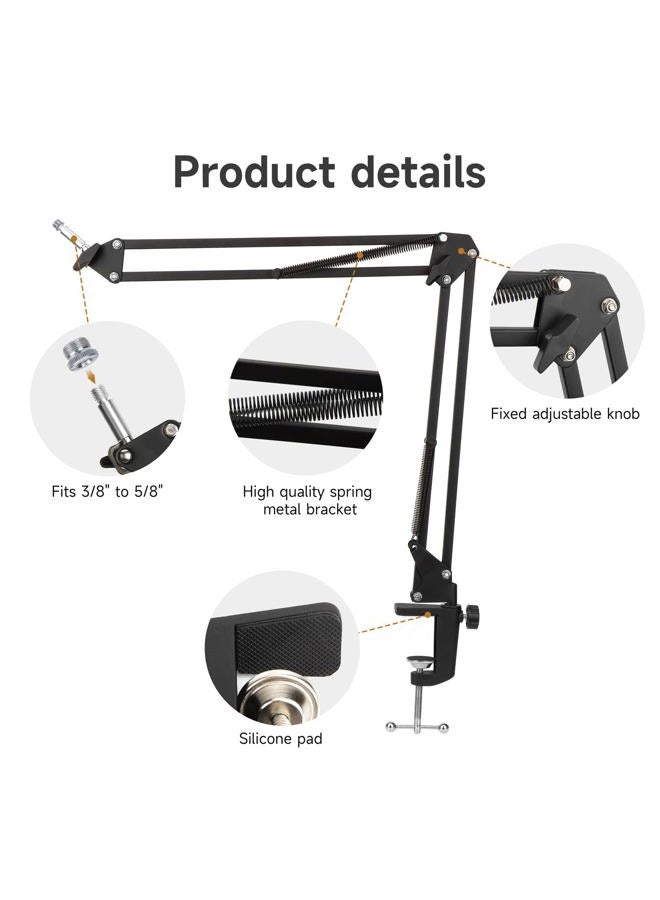 WIBOND For HyperX Quadcast Boom Arm - Upgraded Mic Stand with Reduce Wind Noises Mic Cover, Adjustable Scissor Mic Arm for Hyperx QuadCast S, 3/8" to 5/8" Adapter Compatible with Most Microphone - Image 5