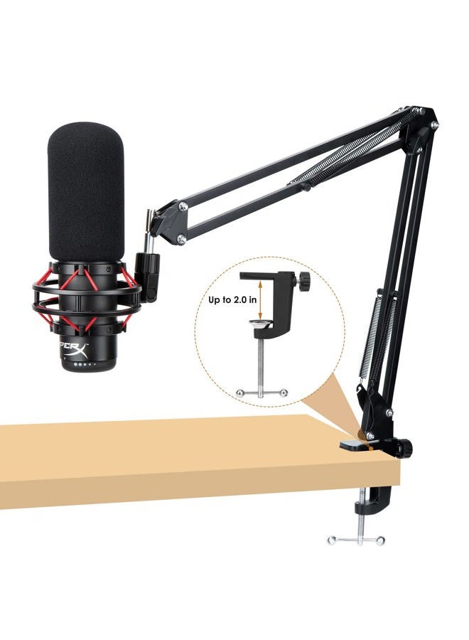 WIBOND For HyperX Quadcast Boom Arm - Upgraded Mic Stand with Reduce Wind Noises Mic Cover, Adjustable Scissor Mic Arm for Hyperx QuadCast S, 3/8" to 5/8" Adapter Compatible with Most Microphone - Image 2