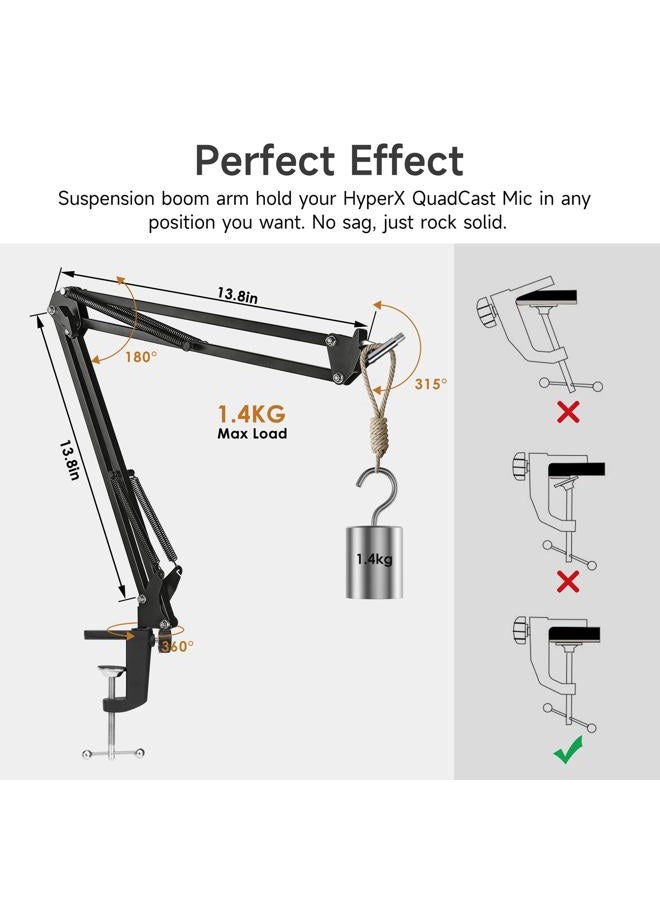 WIBOND For HyperX Quadcast Boom Arm - Upgraded Mic Stand with Reduce Wind Noises Mic Cover, Adjustable Scissor Mic Arm for Hyperx QuadCast S, 3/8" to 5/8" Adapter Compatible with Most Microphone - Image 3