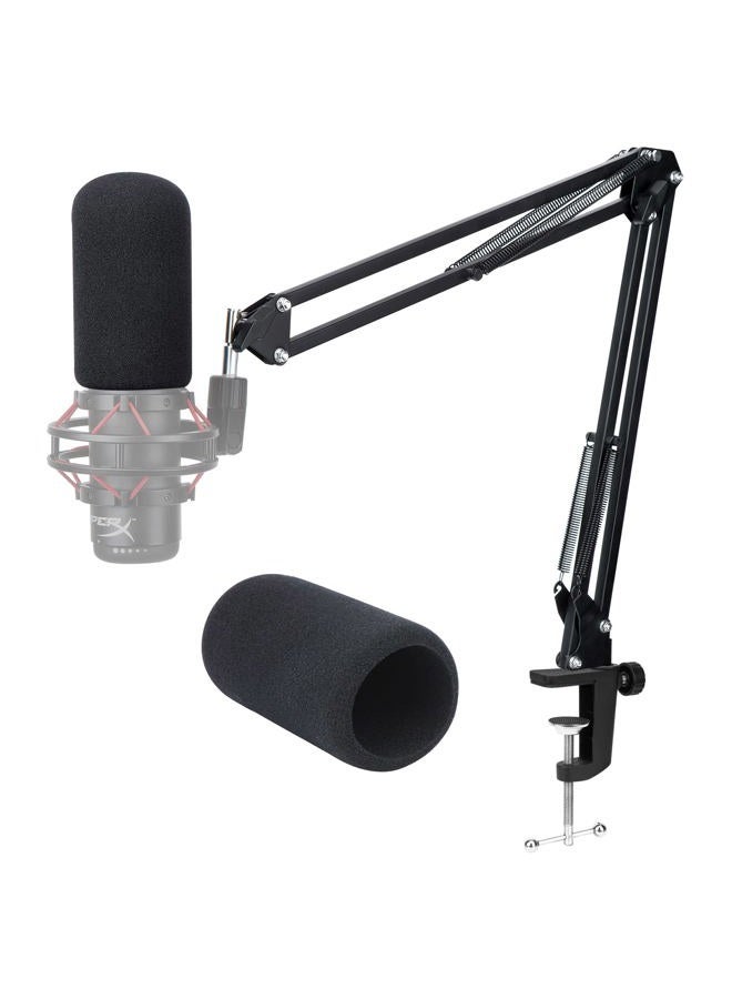 WIBOND For HyperX Quadcast Boom Arm - Upgraded Mic Stand with Reduce Wind Noises Mic Cover, Adjustable Scissor Mic Arm for Hyperx QuadCast S, 3/8" to 5/8" Adapter Compatible with Most Microphone - Image 1