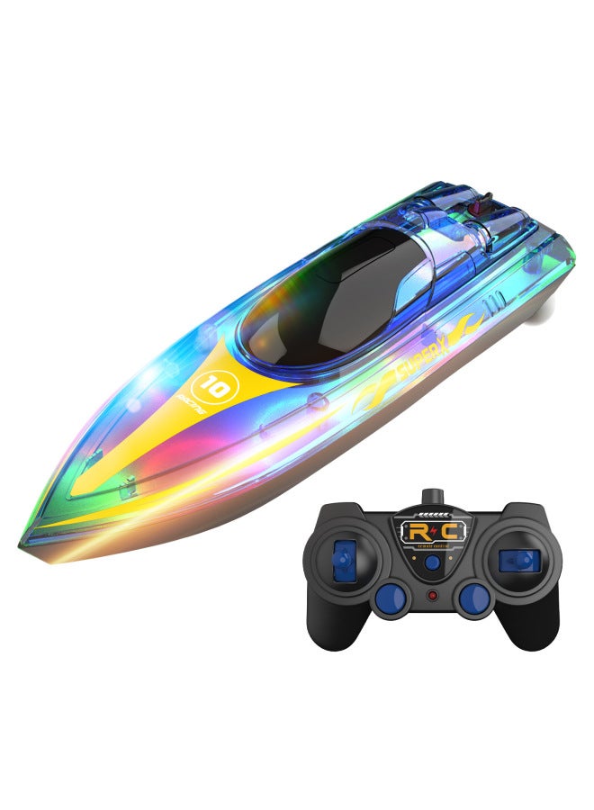 Cool Light Long-lasting 60 Minutes Remote Controlled Yacht Night Light Children's Water Toy Boat High-speed Racing Boat-Color:Green-Specifications:Standard 3.7V 1000mAh - Image 5