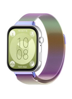 Magnetic Strap For Huawei Watch Fit3 Stainless Steel Milanese Loop For Huawei Watch Fit3 Wristband Bracelet Accessories (Rainbow)