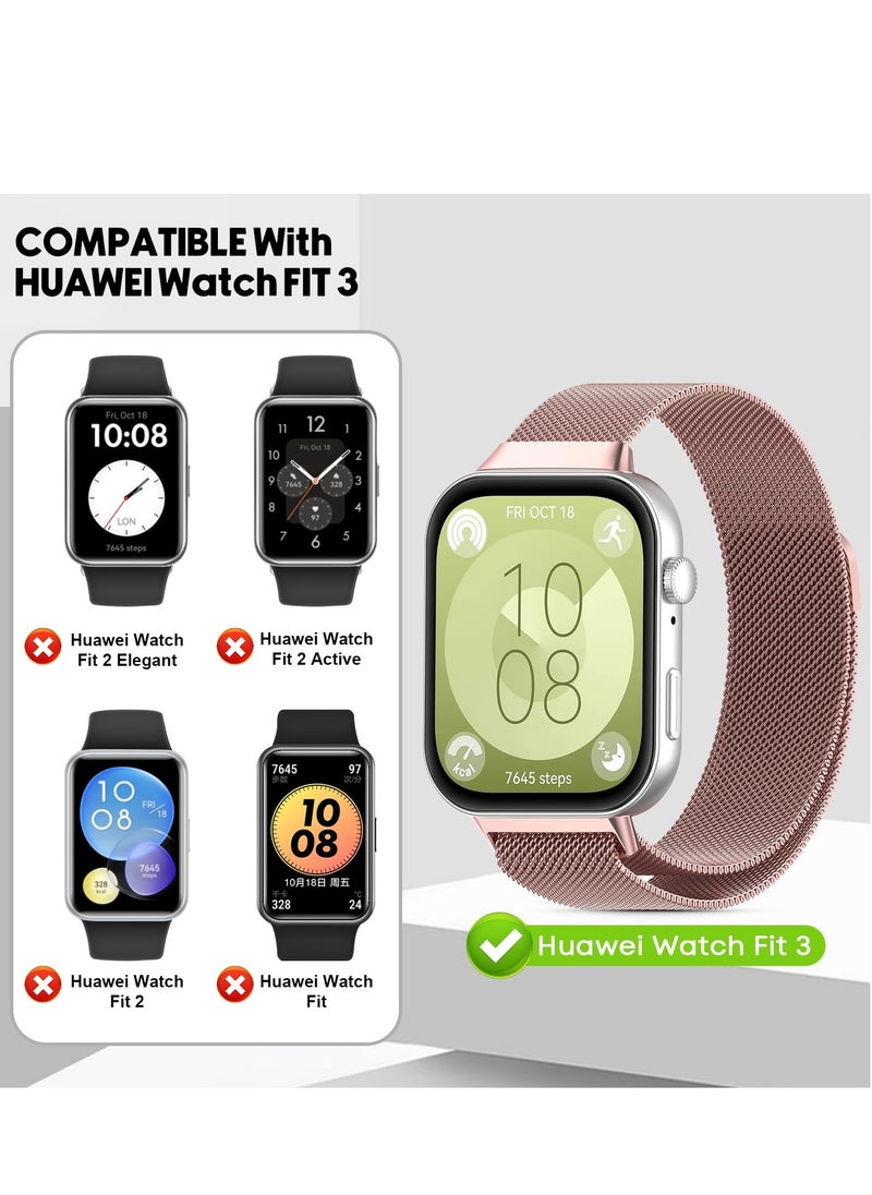Generic - Magnetic Strap For Huawei Watch Fit3 Stainless Steel Milanese Loop For Huawei Watch Fit3 Wristband Bracelet Accessories (Rainbow) - Image 1