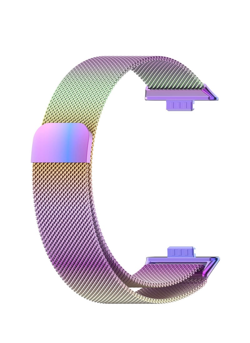 Generic - Magnetic Strap For Huawei Watch Fit3 Stainless Steel Milanese Loop For Huawei Watch Fit3 Wristband Bracelet Accessories (Rainbow) - Image 1