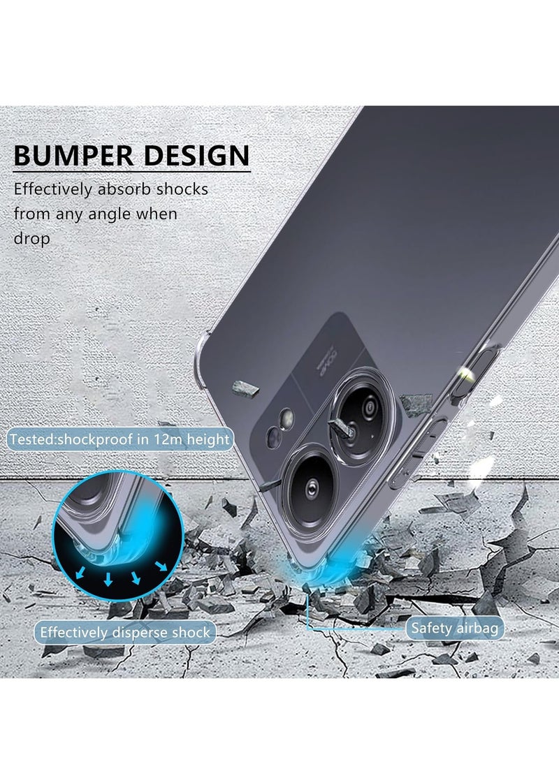 بورتوني غطاء حماية شفاف لهاتف Xiaomi Redmi 13C مقاوم للخدش مصنوع من مادة TPU الناعمة خفيفة الوزن وخفيفة الوزن مع غطاء حماية من الصدمات بزوايا معززة لهاتف Xiaomi Redmi 13C - Image 5