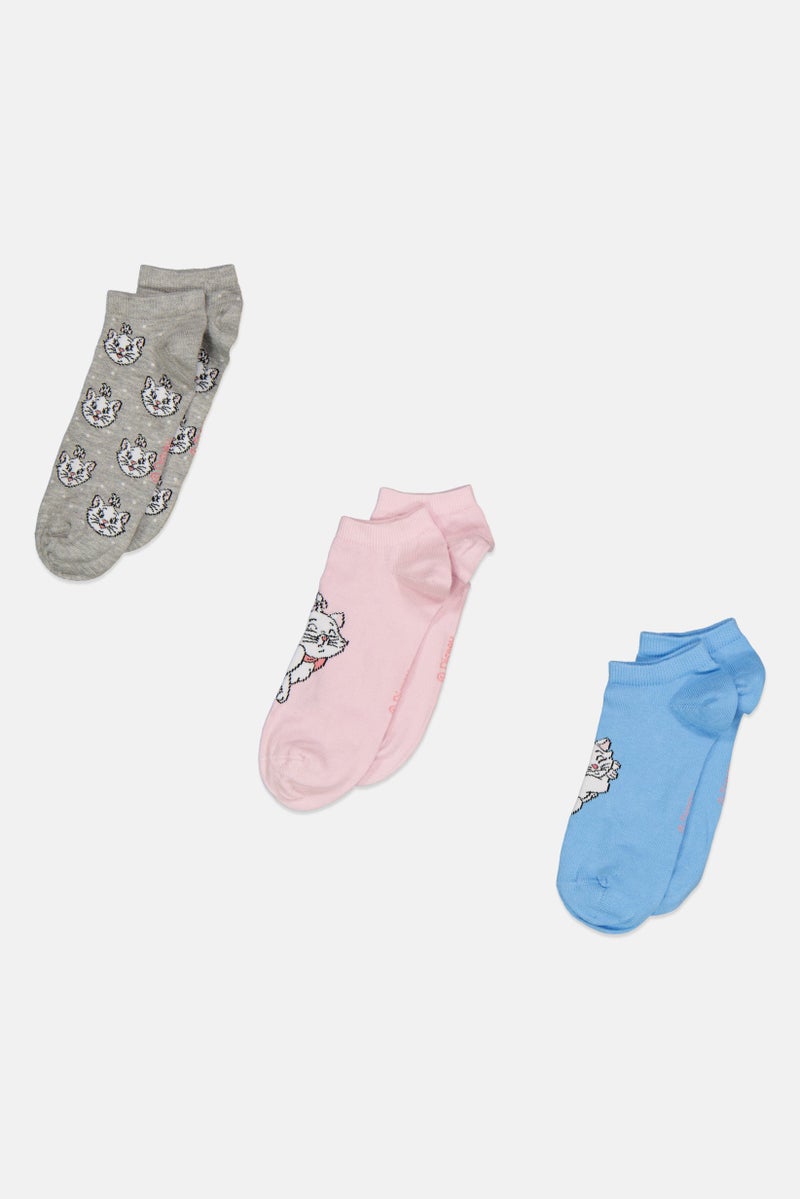 Don't Call Me Jennyfer Kids Girl 3 Pairs Low Cut Socks, Blue/Grey/Pink  - Image 1