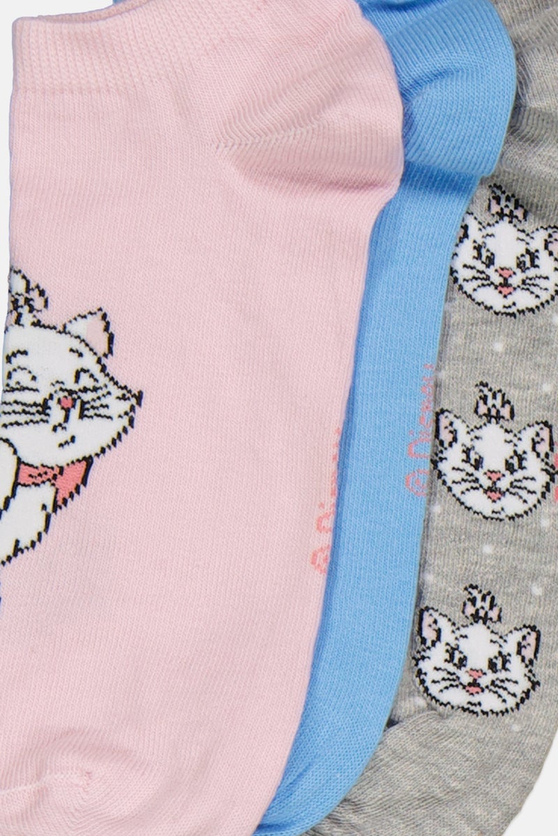 Don't Call Me Jennyfer Kids Girl 3 Pairs Low Cut Socks, Blue/Grey/Pink  - Image 2