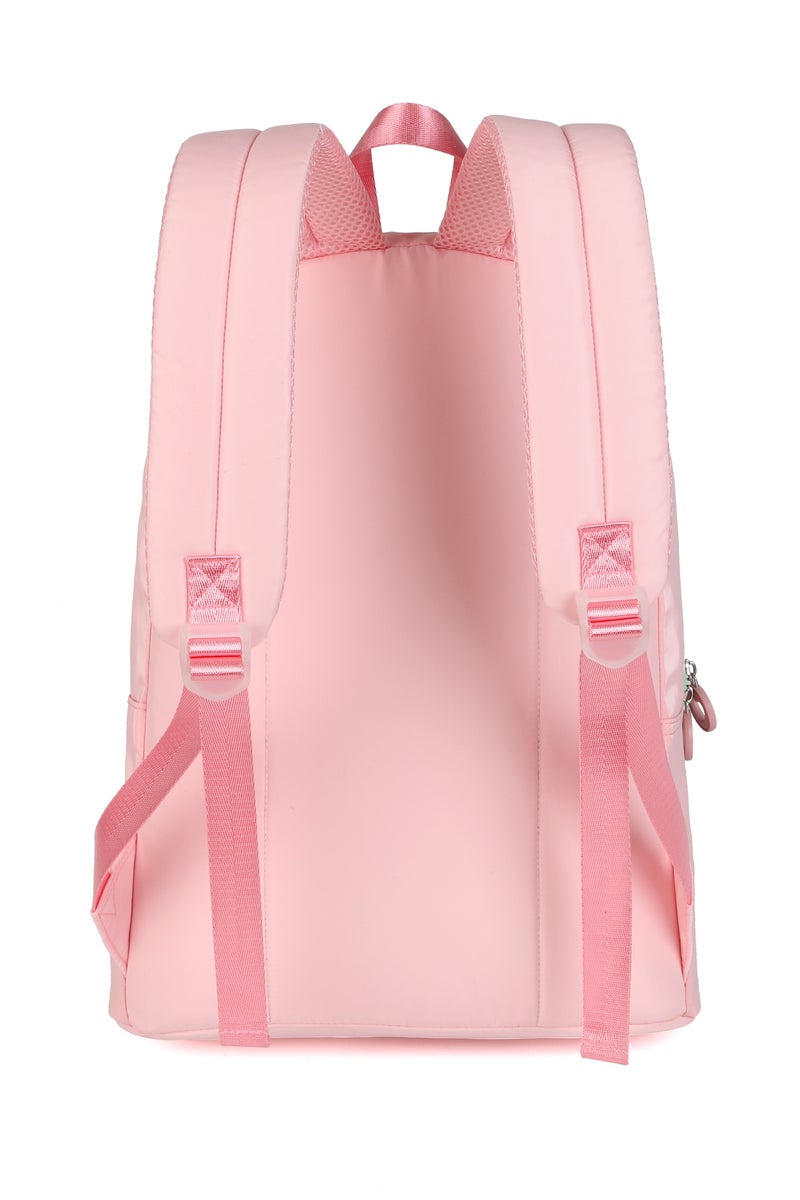 مجموعة حقيبة ظهر مدرسية من القماش اللامع بنقشة زهور وردية - حقيبة ظهر خفيفة الوزن مع صندوق غداء وحافظة أقلام، متينة، بتصميم زهور أنيق للفتيات، مع أحزمة قابلة للتعديل للأطفال - Image 5