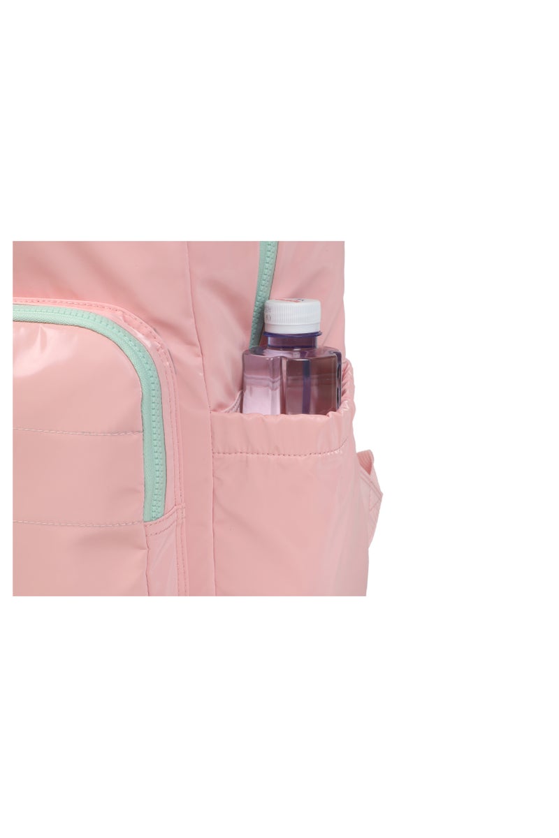 مجموعة حقيبة ظهر مدرسية من القماش اللامع بنقشة زهور وردية - حقيبة ظهر خفيفة الوزن مع صندوق غداء وحافظة أقلام، متينة، بتصميم زهور أنيق للفتيات، مع أحزمة قابلة للتعديل للأطفال - Image 3