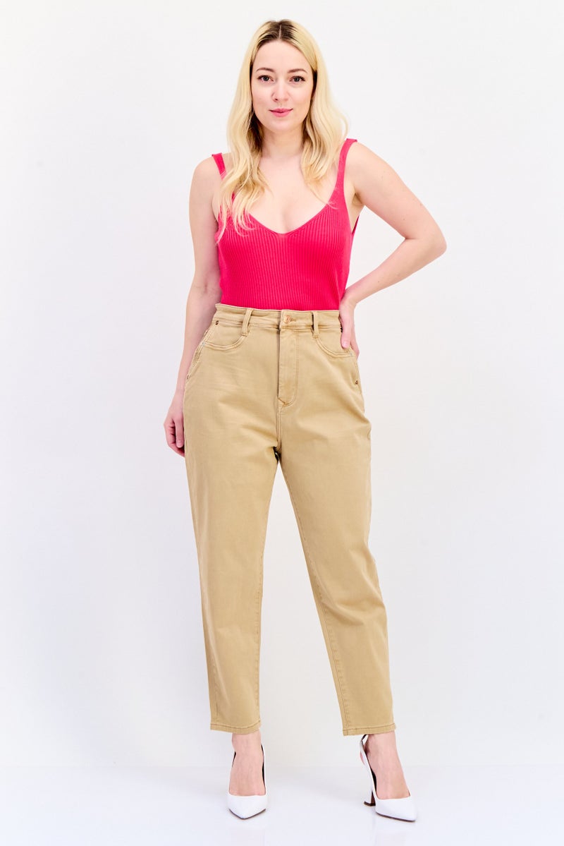 SALSA Women Regular Fit Washed Stretchable Jeans, Beige - Image 4