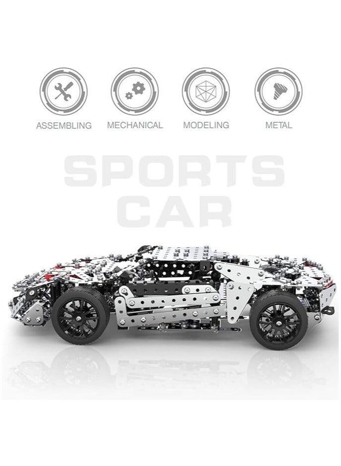 3D Metal Puzzle Sports Car Model for Adults  Kids, 867 DIY Assemblies 3D Metal Model Construction Kit Puzzle Educational Toys, Home Cool Sports Car Decorations - Image 2