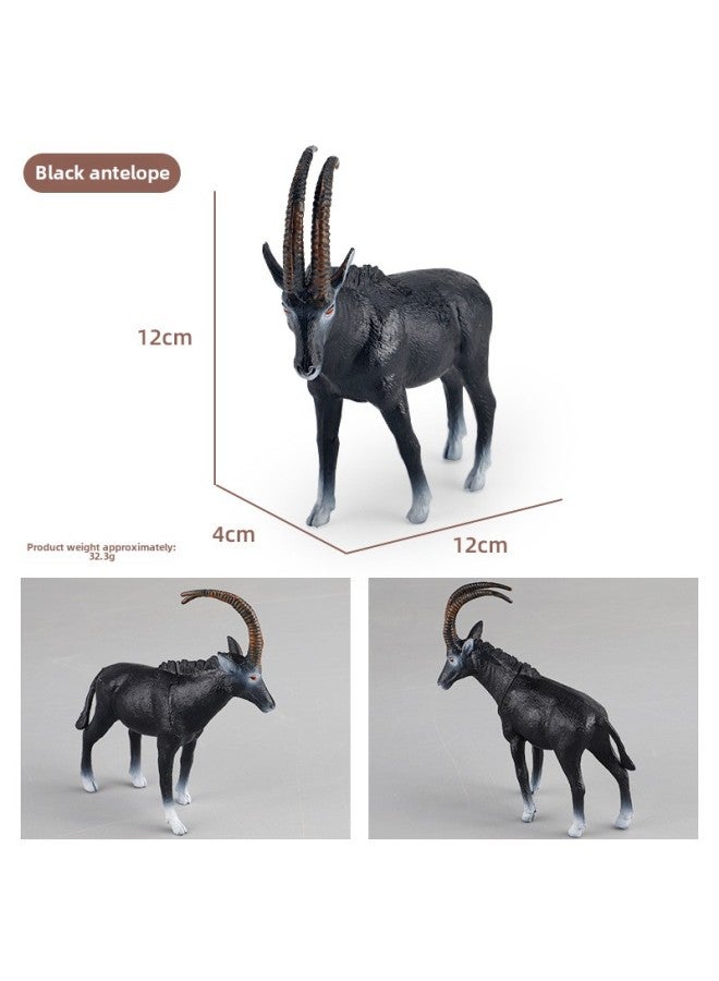 Children's Simulation Wild Animal Toy Hippo Rhino Camel Elephant Panda Model Hand-made Scene Ornament Set-Color:X-142 Black Antelope  - Image 1