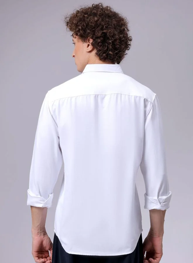 The Indian Garage Co Men Slim Fit Solid Full Sleeves Cutaway Collar Casual Shirt