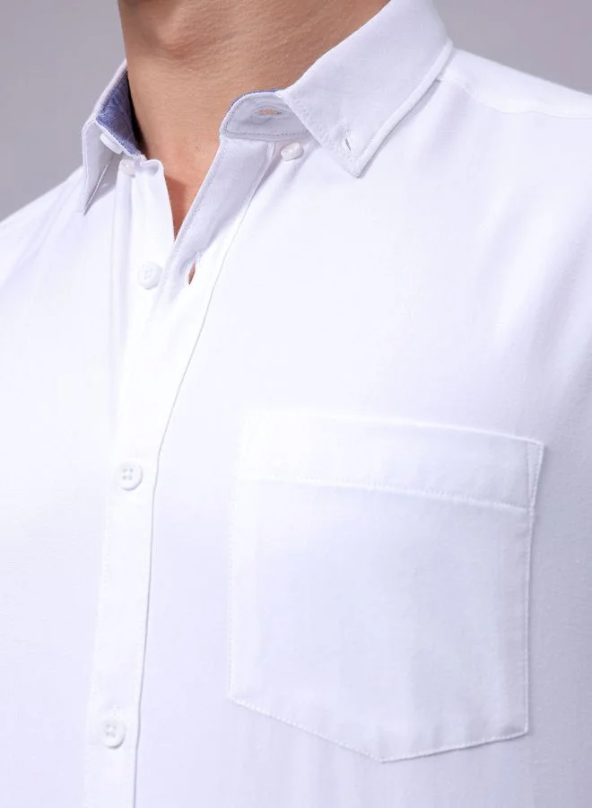 The Indian Garage Co Men Slim Fit Solid Full Sleeves Cutaway Collar Casual Shirt