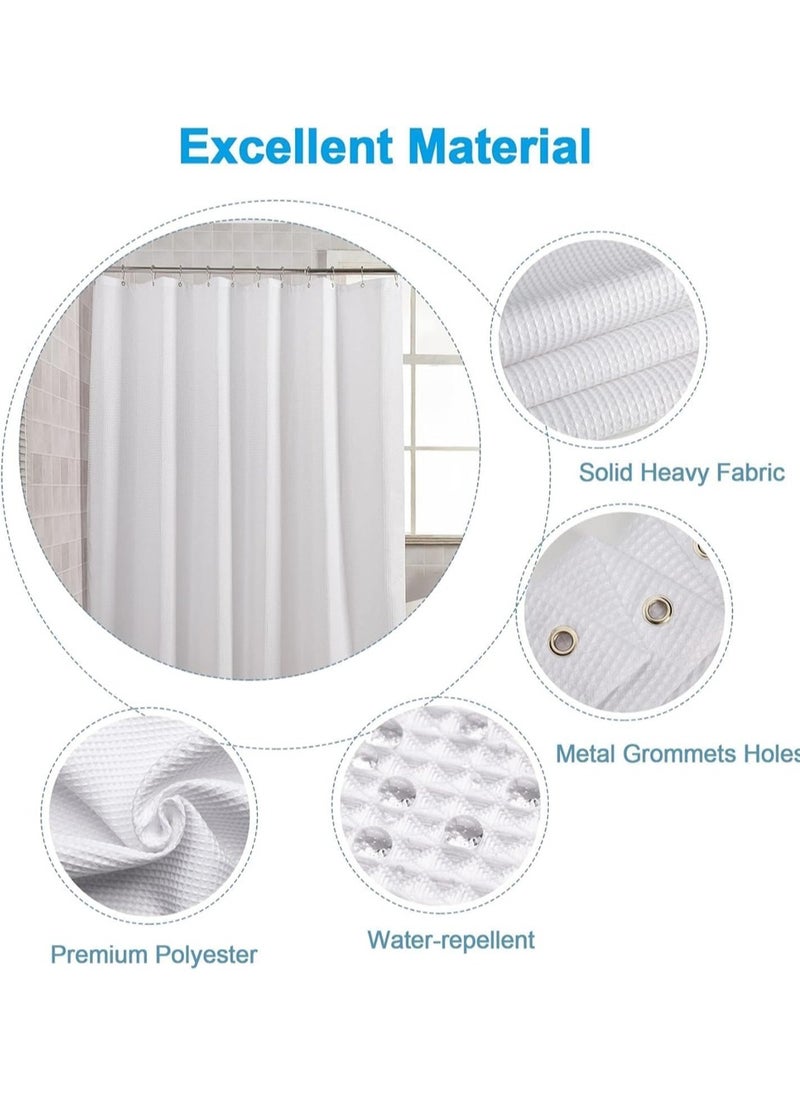 L&E Shower Curtain Fabric, Waffle Shower Curtains for Bathroom, Cloth Shower Curtain Heavy Duty, Thick Bathroom Shower Curtains Hotel Quality, Premium Polyester, White, 180*180cm  - Image 3