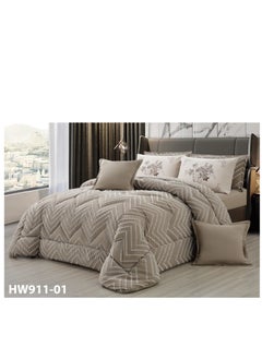 Moon Luxury King Size Quilt Set 8 Pieces - 250x230 cm  Soft and Comfortable Design Perfect for King Size Beds  - Image 2
