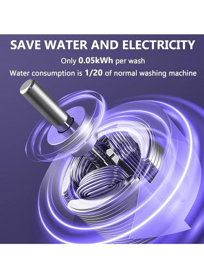 عربست غسالة ملابس محمولة، غسالة محمولة، 8 لتر، غسالة صغيرة، قابلة للطي، غسالة صغيرة لملابس الأطفال أو الملابس الداخلية أو الأغراض الصغيرة، غسالة ملابس التخييم والسفر، صغيرة الحجم، موفرة للمساحة (بنفسجي)  - Image 4