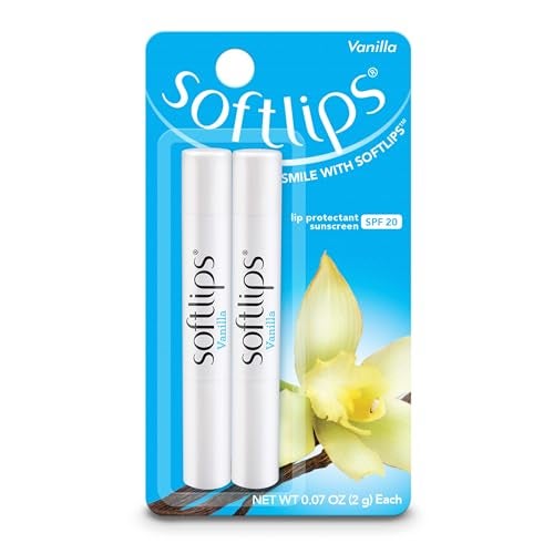 Softlips Daily Lip Moisturizer For Very Dry Lips, Vanilla Flavored Lip Balm, SPF 20, Hydrates, Soothes & Prevents Chapped Lips, Smooth Glide Formula, Dermatologist Tested, Pack of 2 Chap Sticks, 6 ct - Image 1