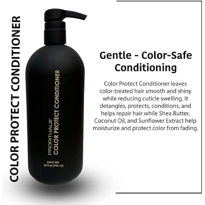 Prorituals COLOR PROTECT CONDITIONER LARGE SIZE- PROFESSIONAL QUALITY HYDRATION HAIR CONDITIONER FOR DRY AND CURLY HAIR, ADDS FULLNESS AND RESTORES SHINE, NATURAL CONDITIONER, 32 FL OZ - Image 3