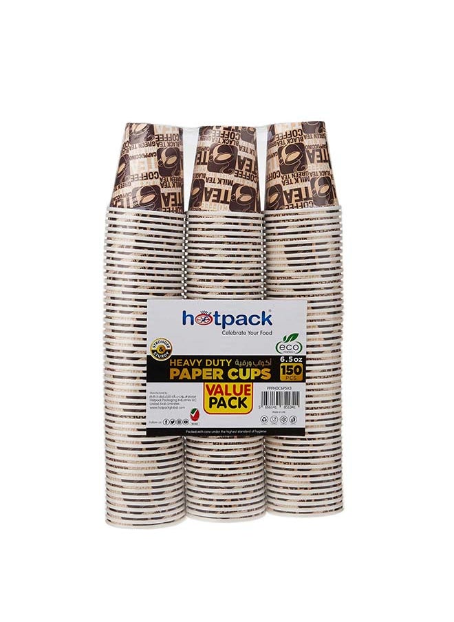 Hotpack Hotpack Paper Cup Heavy Duty 6.5ounce PACK OF 3 