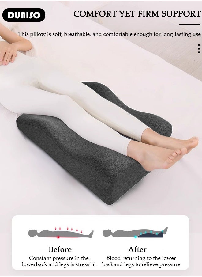 DUNISO - Leg Elevation Pillow with Memory Foam, High-Density Leg Rest Elevating Wedge Pillow Relieves Leg Pain, Hip & Knee Pain, Improves Blood Circulation, Reduces Swelling, Detachable Lumbar Support Pillow for Sleeping Reading - Image 1