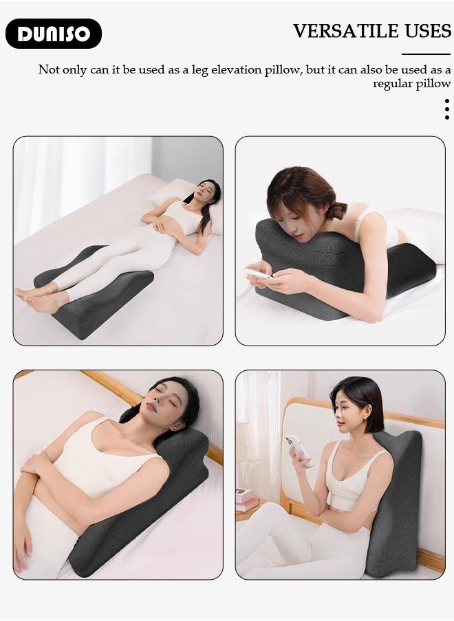 DUNISO - Leg Elevation Pillow with Memory Foam, High-Density Leg Rest Elevating Wedge Pillow Relieves Leg Pain, Hip & Knee Pain, Improves Blood Circulation, Reduces Swelling, Detachable Lumbar Support Pillow for Sleeping Reading - Image 1