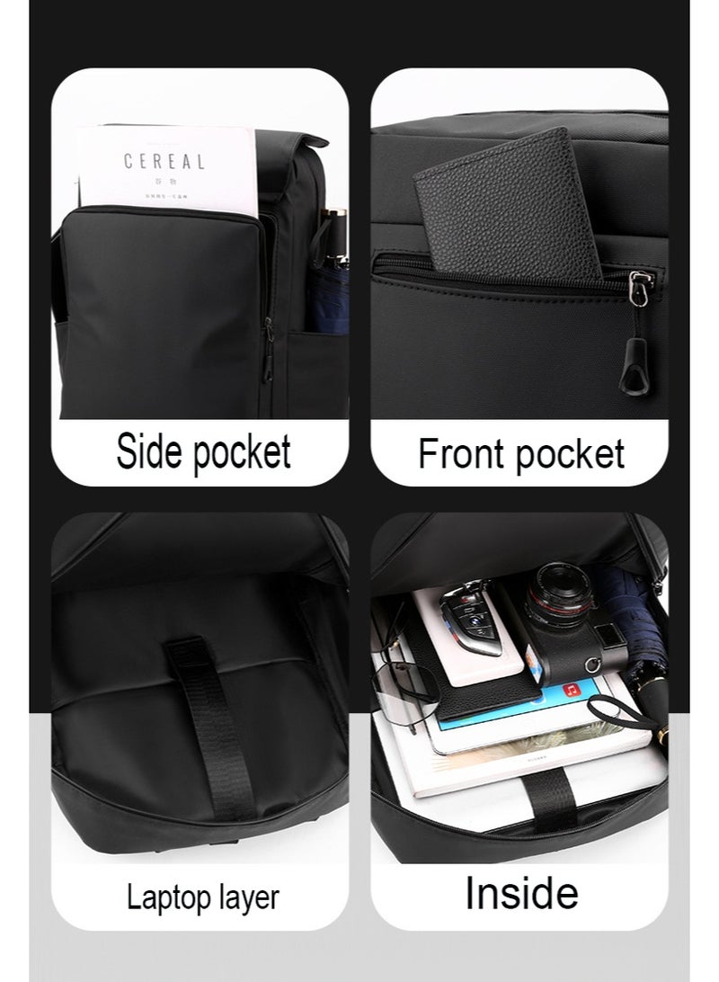 أوبتيا حقيبة ظهر للكمبيوتر المحمول المدرسي، حقيبة سفر للأعمال، حقيبة ظهر مقاومة للسرقة ومصرح بها على متن الطائرات، حقيبة كتف مقاومة للماء للمكتب للرجال مع جيب للكمبيوتر المحمول، أسود - Image 4