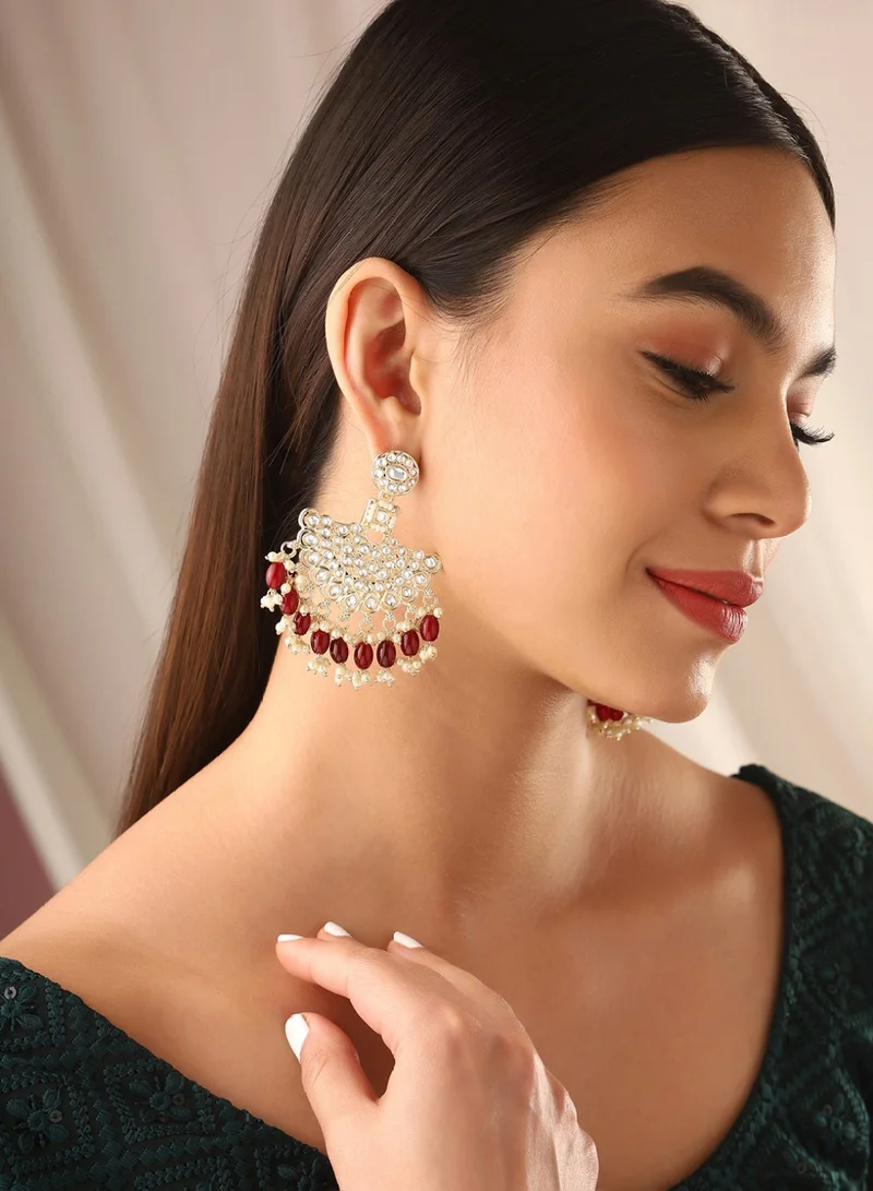 Priyaasi Classic Kundan Chandbalis Earrings