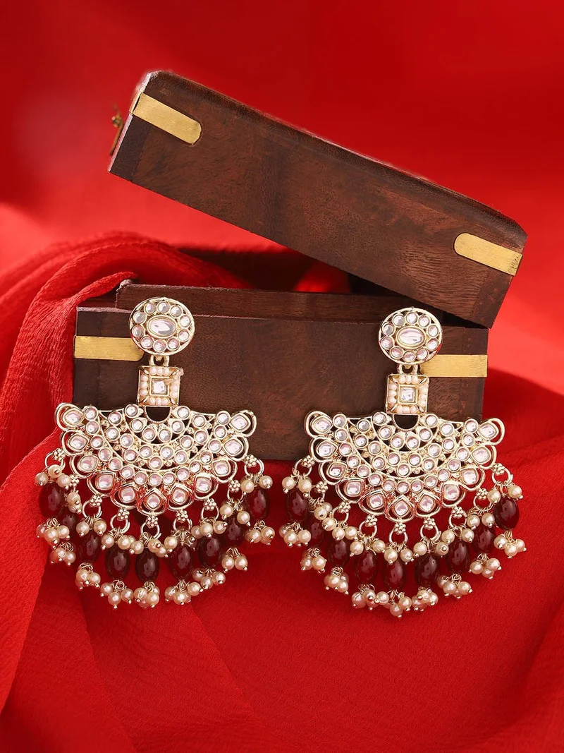 Priyaasi Classic Kundan Chandbalis Earrings