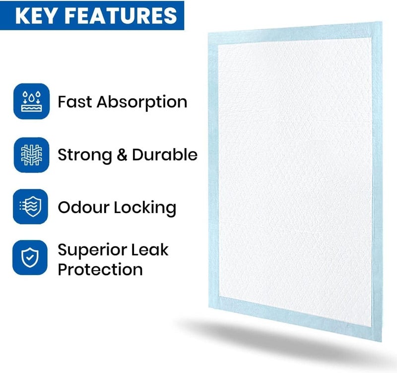CUFF- SHIELD underpads, Super Absorbent Polymer & Soft Surface (Large, 60x90 cm, Pack of 20 Pcs, Blue) - Image 4
