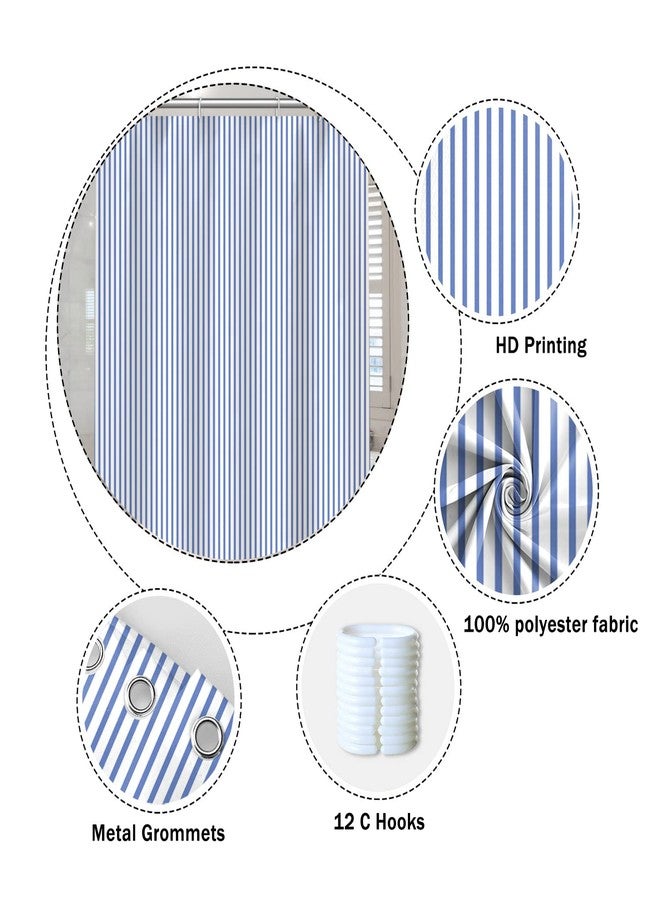 Umpoo Abstract Stripes Fabric Bathroom Shower Curtain - Sky Blue Lines Modern Minimalist with Hooks - Polyester Waterproof Artistic Decor, 72x78 Inch - Image 5